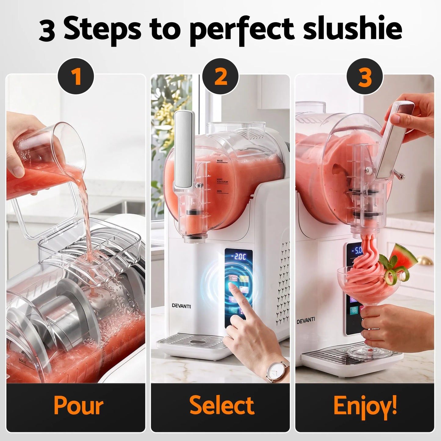 Devanti Slushie Machine 2L Frozen Drink Maker Ice Cream Cocktail Slush Maker White - Image 9