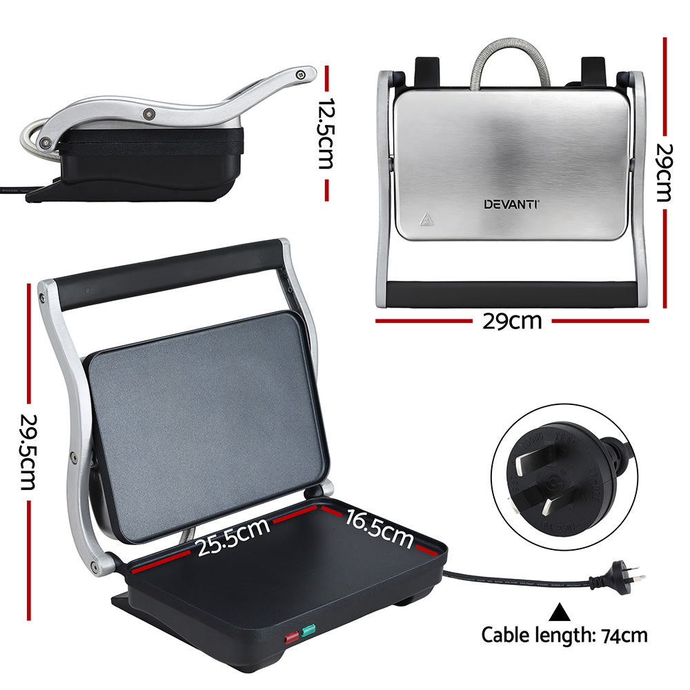 Devanti 3 in 1 Sandwich Maker Steak Press Grill 1000W - Image 2