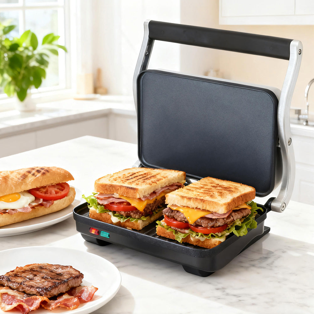Devanti 3 in 1 Sandwich Maker Steak Press Grill 1000W - Image 7
