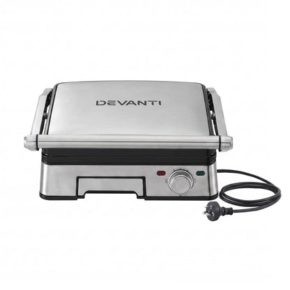 Devanti 2000W 3-in-1 Panini Press Grill Sandwich Maker 180° Open 4 Slice - Image 3