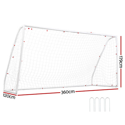 Everfit 12FT Soccer Football Goal Net UPVC Frame with PE Mesh Weatherproof Portable Goals for Backyard Training Competitive Play - Image 2