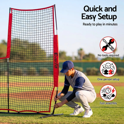 Everfit Baseball Pitching Net L Screen Softball Practice Portable Black - Image 8