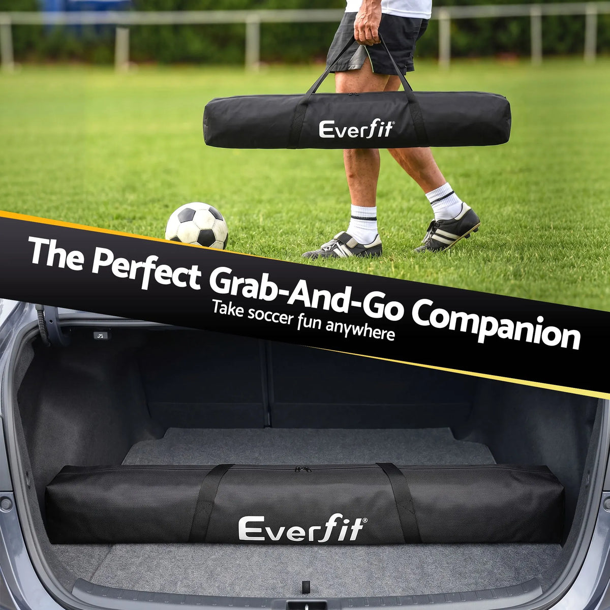 Everfit Portable Soccer Goal Net Fibreglass Polyester 12x6ft - Image 6