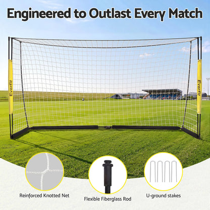 Everfit Portable Soccer Goal Net Fibreglass Polyester 12x6ft - Image 8