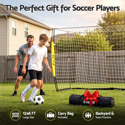 Everfit Portable Soccer Goal Net Fibreglass Polyester 12x6ft - Image 9