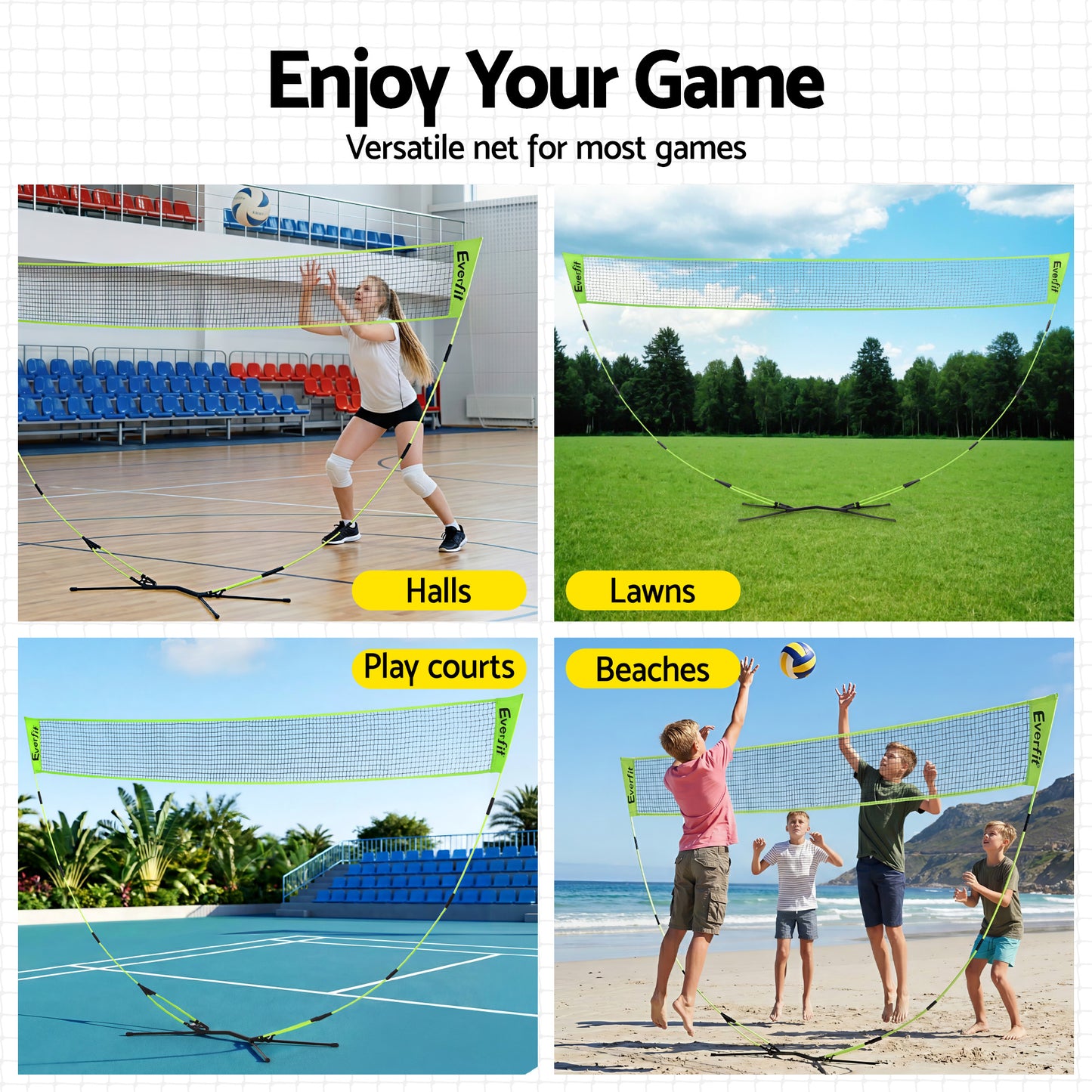 Everfit 3M Badminton Tennis Net Portable Volleyball Kit Yellow - Image 4