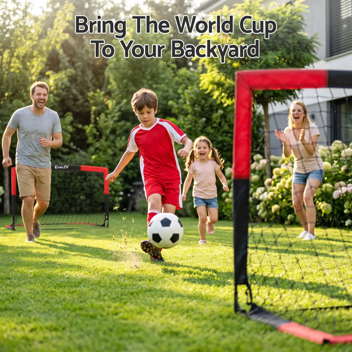 Everfit Pop Up Soccer Goal Nets Heavy Duty Portable Kids Training Set 2 Pcs Red - Image 8