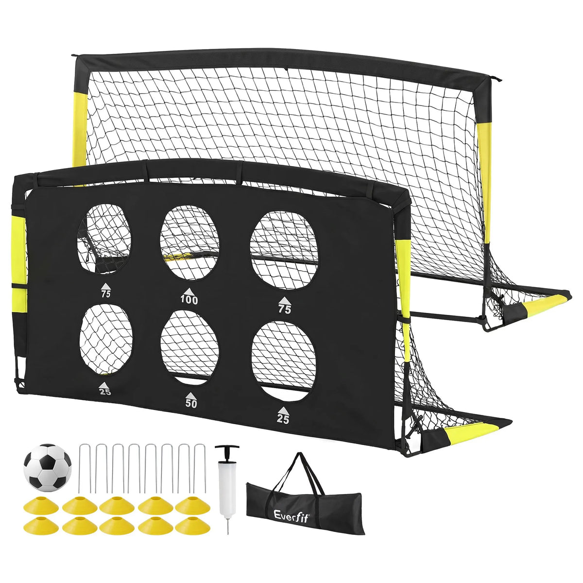 Everfit Pop Up Soccer Goals 2 Piece Set Target Net Kids Indoor Outdoor - Image 2