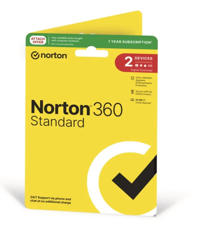 Norton 360 Standard 10GB AU 1 User 2 Devices 12 months GENERIC ATTACH RSP DVDSLV GUM - Software