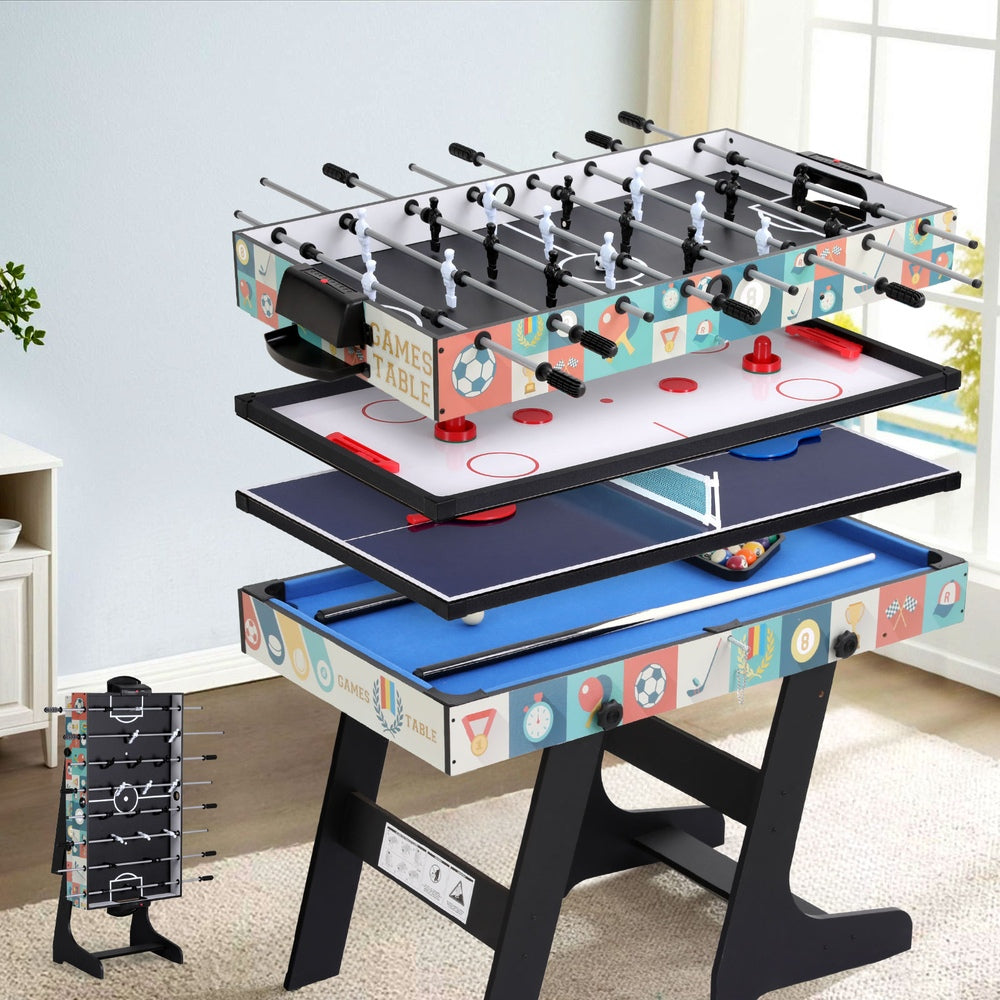 4-in-1 Soccer Table Foldable Game Foosball Table Tennis Pool Hockey - Image 7
