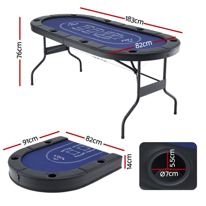 Poker Table Top Folding Poker Table 8 Player 183cm - Image 2