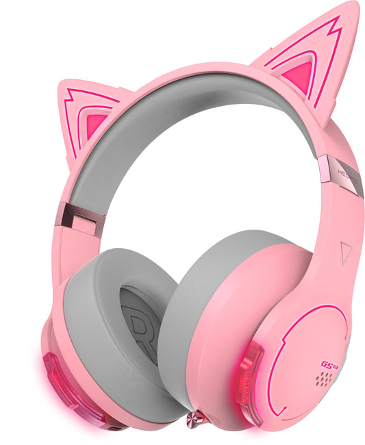 Edifier G5BT Cat Pink Hi-Res Bluetooth Gaming Headset with Hi-Res, Low Latency 45ms (+5ms), RGB L...