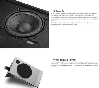 Edifier M1360 2.1 Multimedia Speakers - 3.5mm AUX/4INCH Subwoofer/Remote/RCA Remote Control input... - Image 2