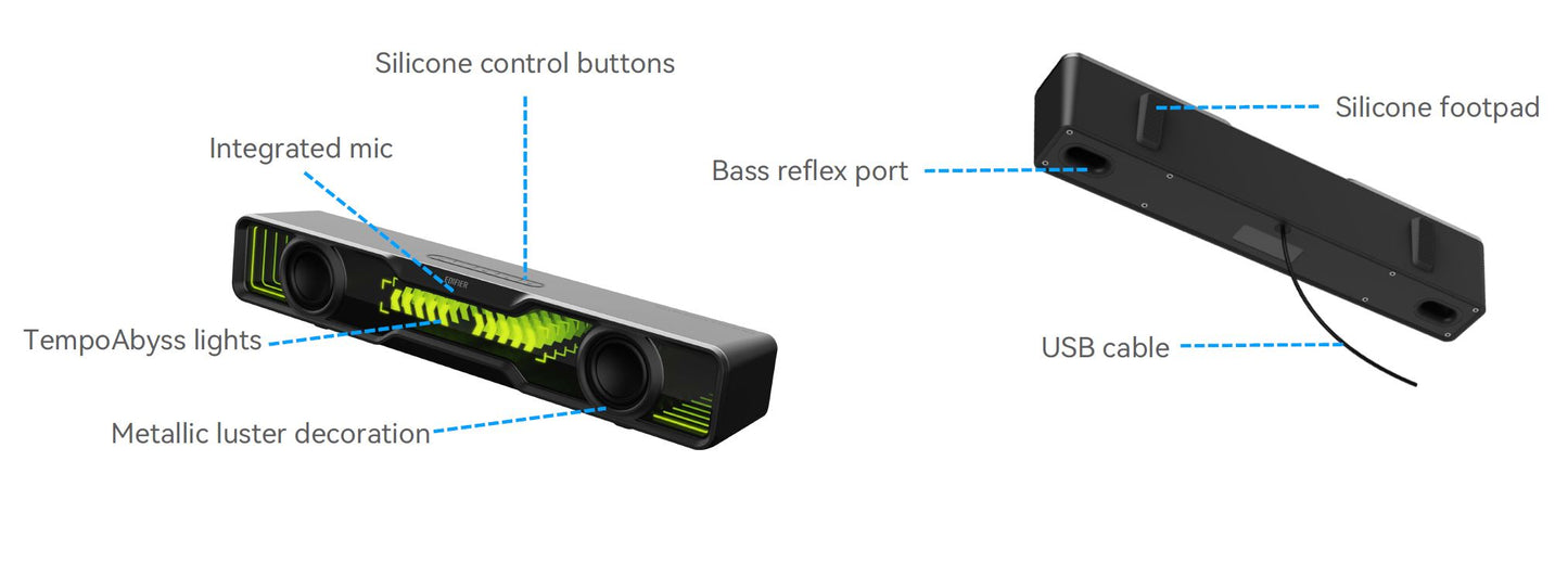 Edifier QS30 Black GTM Deck Version 03 Computer / Tabletop Bluetooth Speaker 2.5W*2 (RMS) total o... - Image 2
