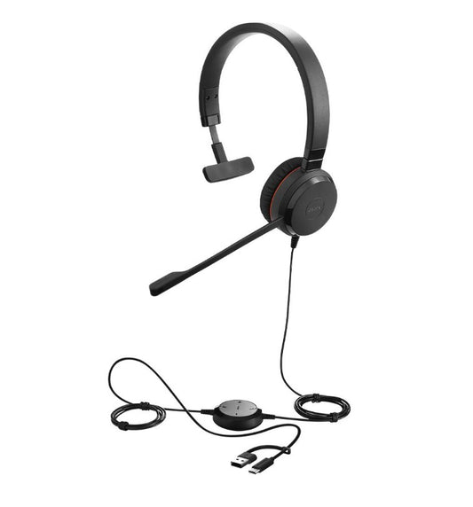 Jabra Evolve 30 II, USB C/A Mono MS Headset, Great calls and music, Plug-and-play connectivity, M...