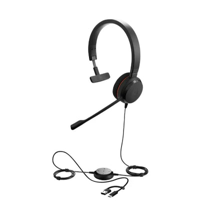 Jabra Evolve 20 SE, USB C/A, MS Mono Headset, Plug-and-play, Noise-cancelling, Clearer Conversati...