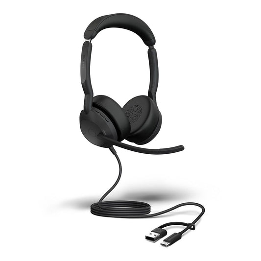 Jabra Evolve2 50, USB C/A UC Stereo Headset, Bluetooth®, 4 microphones, Active Noise Cancellation...