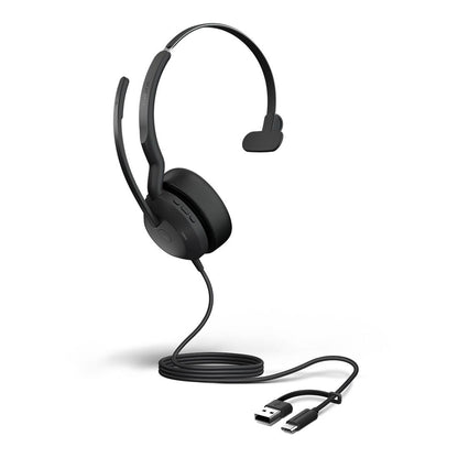 Jabra Evolve2 50, USB C/A MS Mono Headset, Bluetooth®, 4 microphones, Active Noise Cancellation,...
