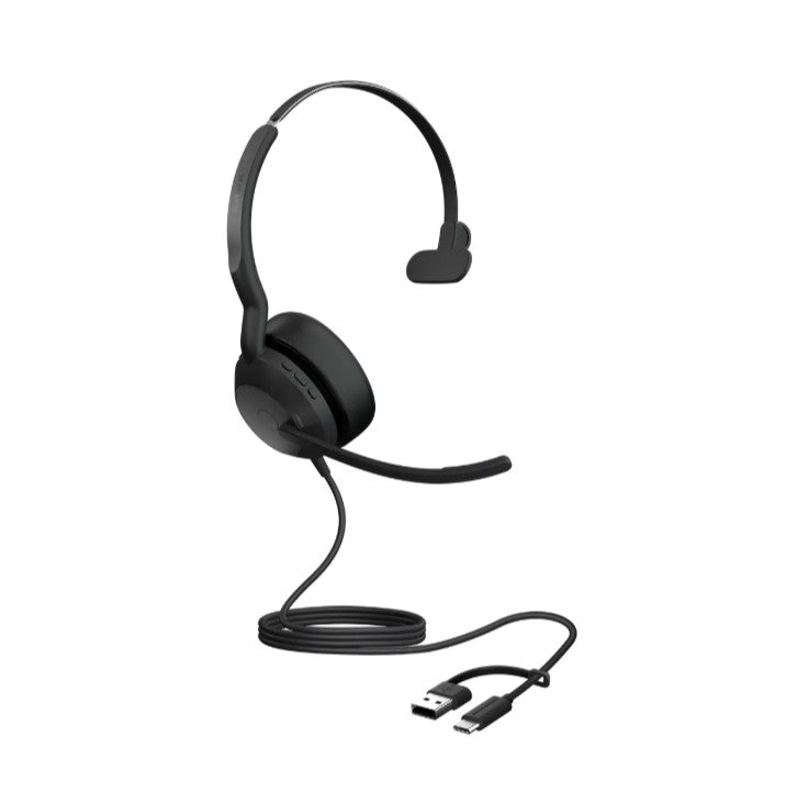 Jabra Evolve2 50, USB C/A UC Mono Headset, Bluetooth®, 4 microphones, Active Noise Cancellation,...