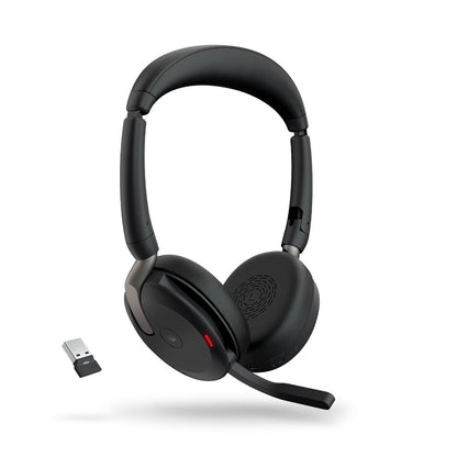 Jabra Evolve2 65 Flex MS Stereo Bluetooth Headset, Link380a USB-A Dongle, Foldable Design, 2Yr Wa...