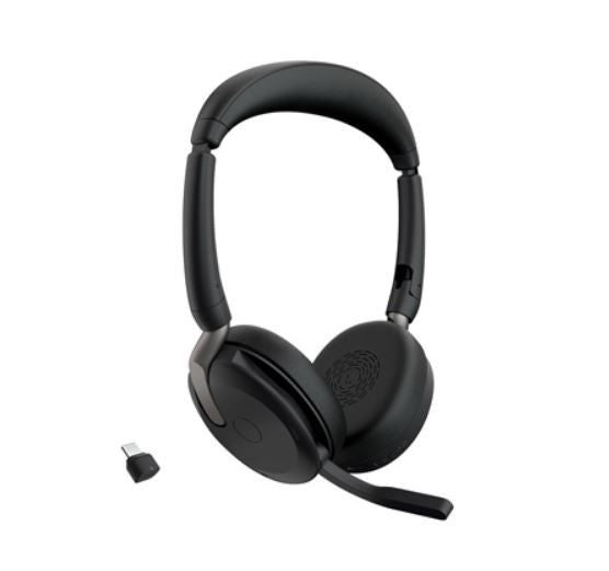 Jabra Evolve2 65 Flex MS Teams, Stereo Bluetooth Headset, Link380c USB-C Dongle, Foldable Design,...