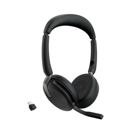 Jabra Evolve2 65 Flex MS Teams, Stereo Bluetooth Headset, Link380c USB-C Dongle, Foldable Design,...