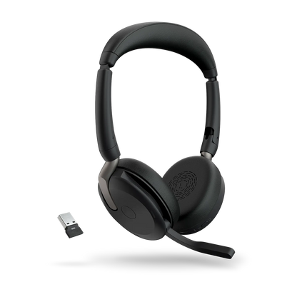 Jabra Evolve2 65 Flex UC Stereo Bluetooth Headset, Link380a USB-A Dongle Included, Foldable Desig...