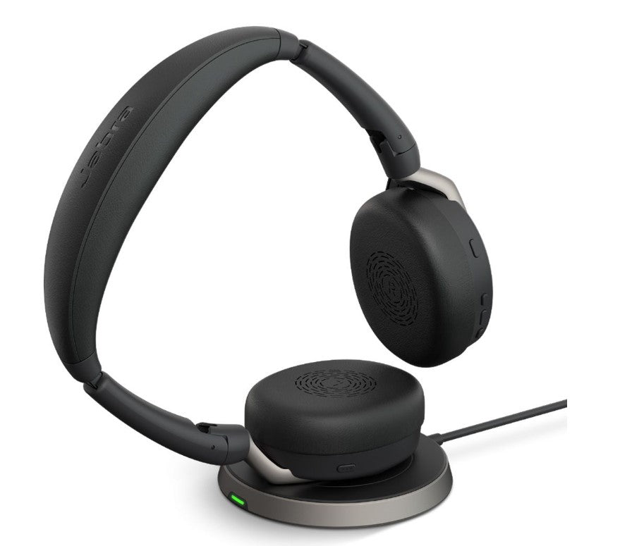 Jabra Evolve2 65 Flex UC Stereo Bluetooth Headset, Link380c USB-C Dongle  Wireless Charging Stand...