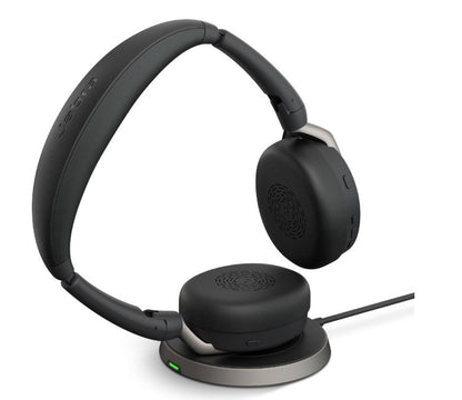 Jabra Evolve2 65 Flex UC Stereo Bluetooth Headset, Link380c USB-C Dongle  Wireless Charging Stand...