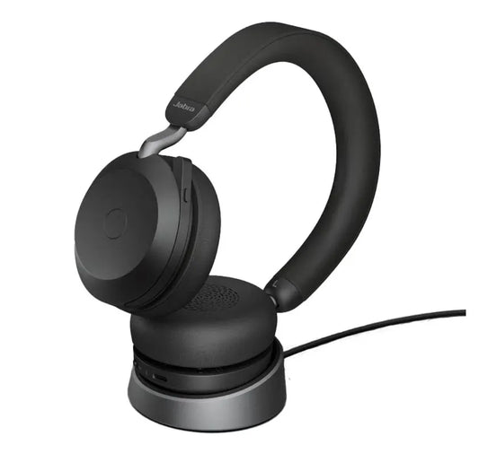 Jabra Evolve2 75 USB-C Link380a UC Stereo Stand Black, 8-Mic Technology, 36 Hours Battery  Fast C...