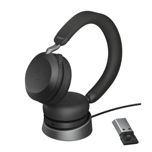 Jabra Evolve2 75 UC Bluetooth Headset, Includes Charging Stand  Link380a Dongle, 8-Mic Technology...