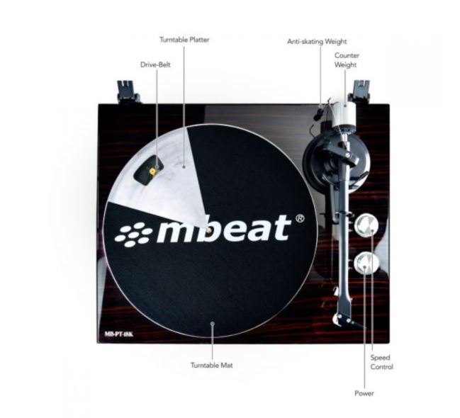 mbeat® PT-18K Bluetooth Turntable Player (MMC, USB, Anti-skating, Preamplifier) Counterweight  An... - Image 2