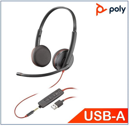 Plantronics/Poly Blackwire 3225 Headset, USB-A, Stereo, 3.5mm duo corded, Noise canceling, Dynami...