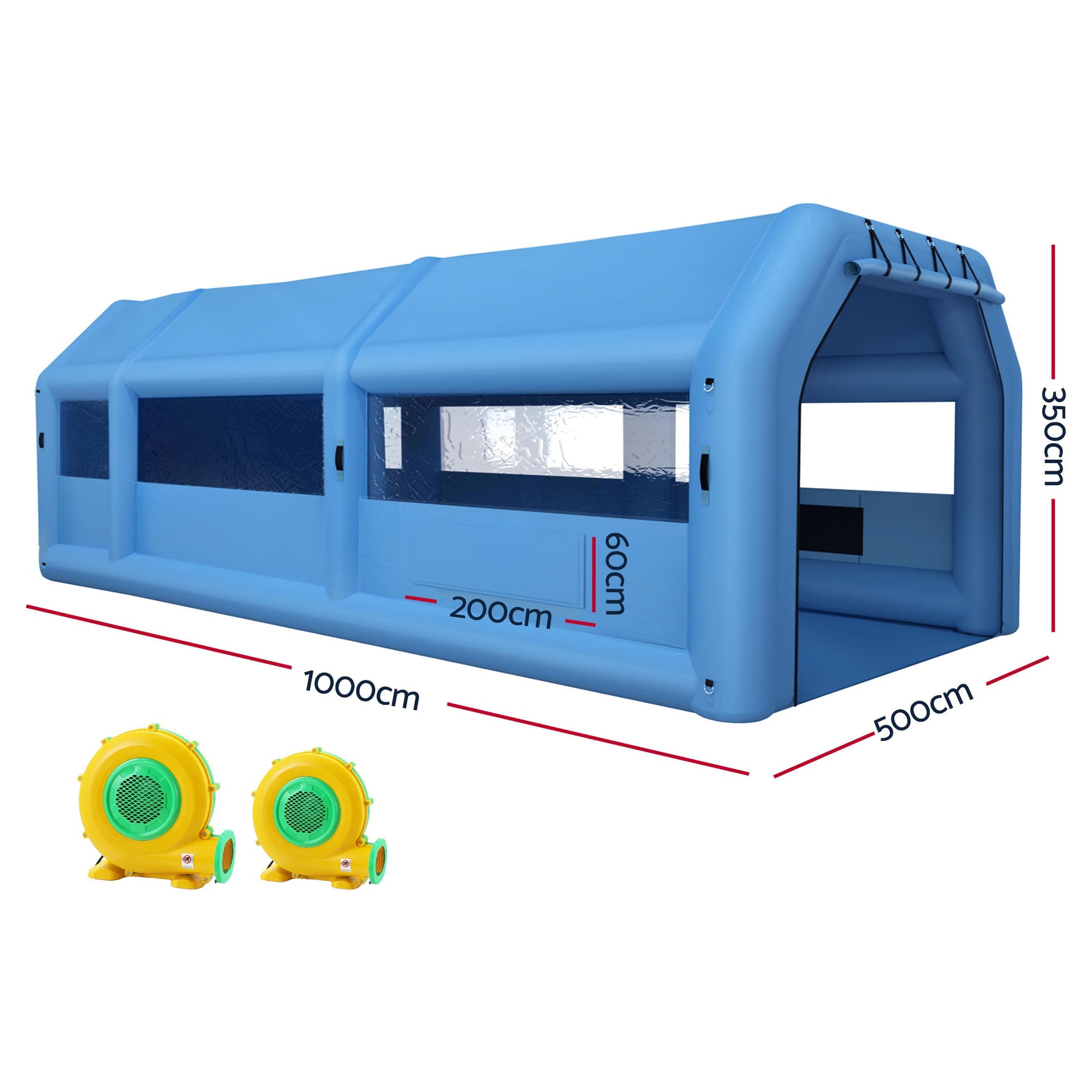 Giantz Inflatable Spray Booth Car Paint Tent 1000X500X350cm 2 Blowers Filter Mobile Garage Workstation - Image 2