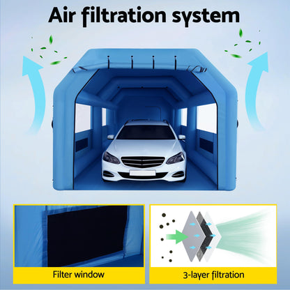 Giantz Inflatable Spray Booth Car Paint Tent 1000X500X350cm 2 Blowers Filter Mobile Garage Workstation - Image 6