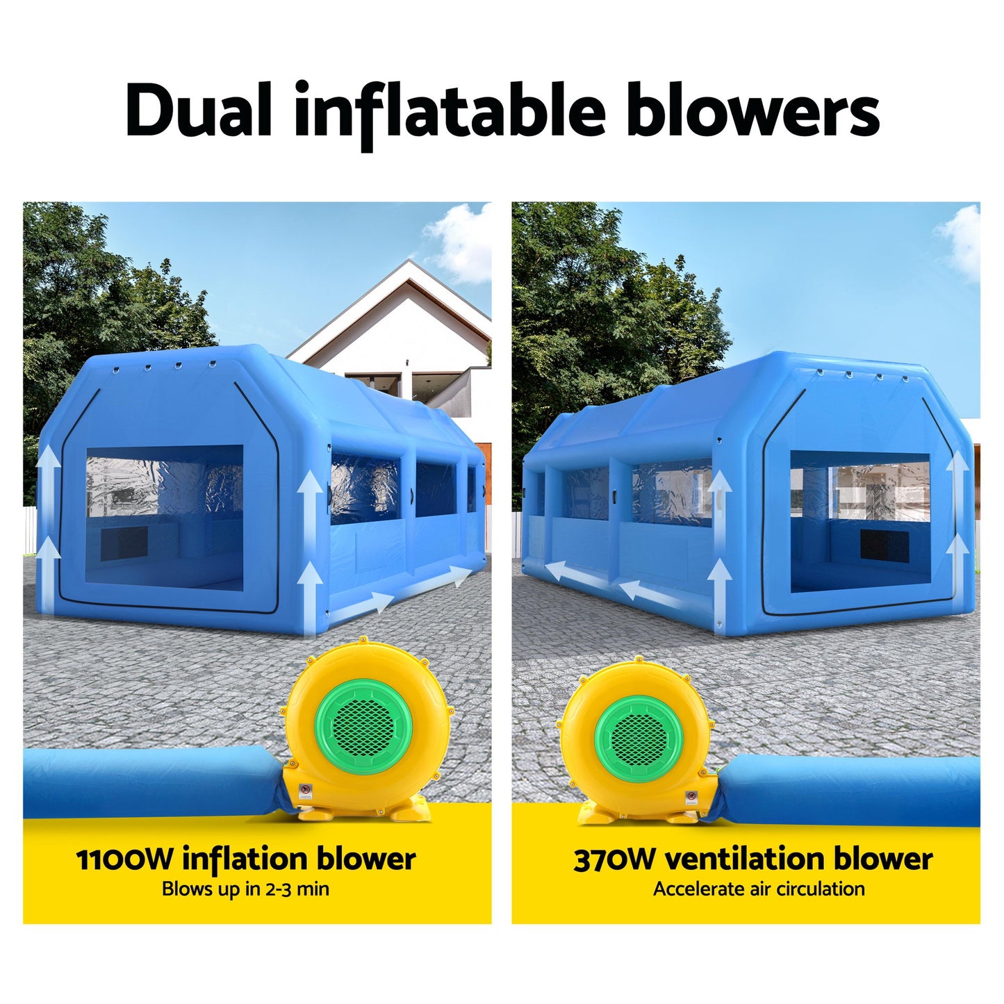 Giantz Inflatable Spray Booth Car Paint Tent 1000X500X350cm 2 Blowers Filter Mobile Garage Workstation - Image 7