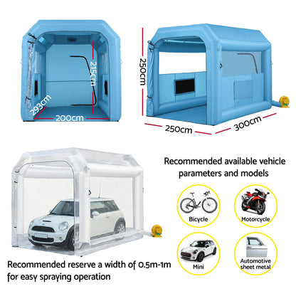 Giantz Inflatable Paint Booth 2.5X2.5X3M Inflatable Spray Booth with 550W Powerful Blower and Air Filter System, Round Roof with Light Hook, for Painting Bicycle, Motorcycle, Furniture Refinishing DIY - Image 2