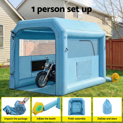 Giantz Inflatable Paint Booth 2.5X2.5X3M Inflatable Spray Booth with 550W Powerful Blower and Air Filter System, Round Roof with Light Hook, for Painting Bicycle, Motorcycle, Furniture Refinishing DIY - Image 5