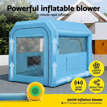 Giantz Inflatable Paint Booth 2.5X2.5X3M Inflatable Spray Booth with 550W Powerful Blower and Air Filter System, Round Roof with Light Hook, for Painting Bicycle, Motorcycle, Furniture Refinishing DIY - Image 7