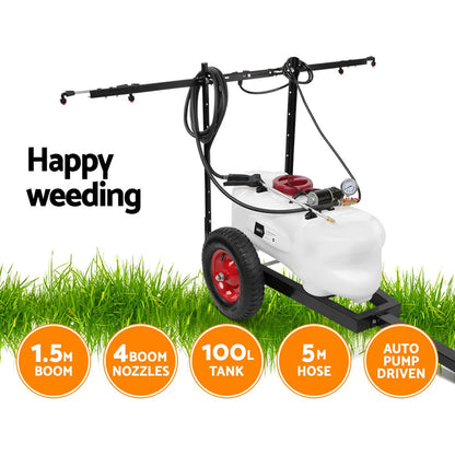 Giantz Weed Sprayer 100L Trailer 1.5M Boom Garden Spray - Image 4