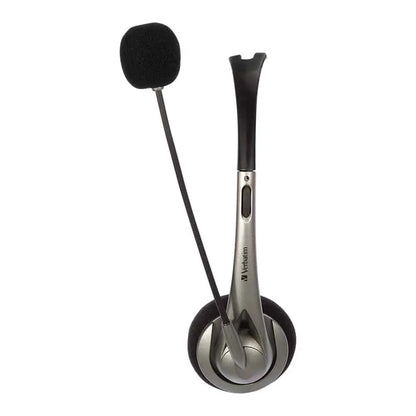 Verbatim Multimedia Headset with Boom Mic Headphone, Volume Control, USB 3.0 – Grey – School, Off... - Image 3
