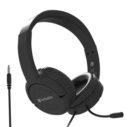 Verbatim Verbatim Multimedia Headset with ANC  Noise Cancelling Boom Mic - Black 66706 - Speakers...