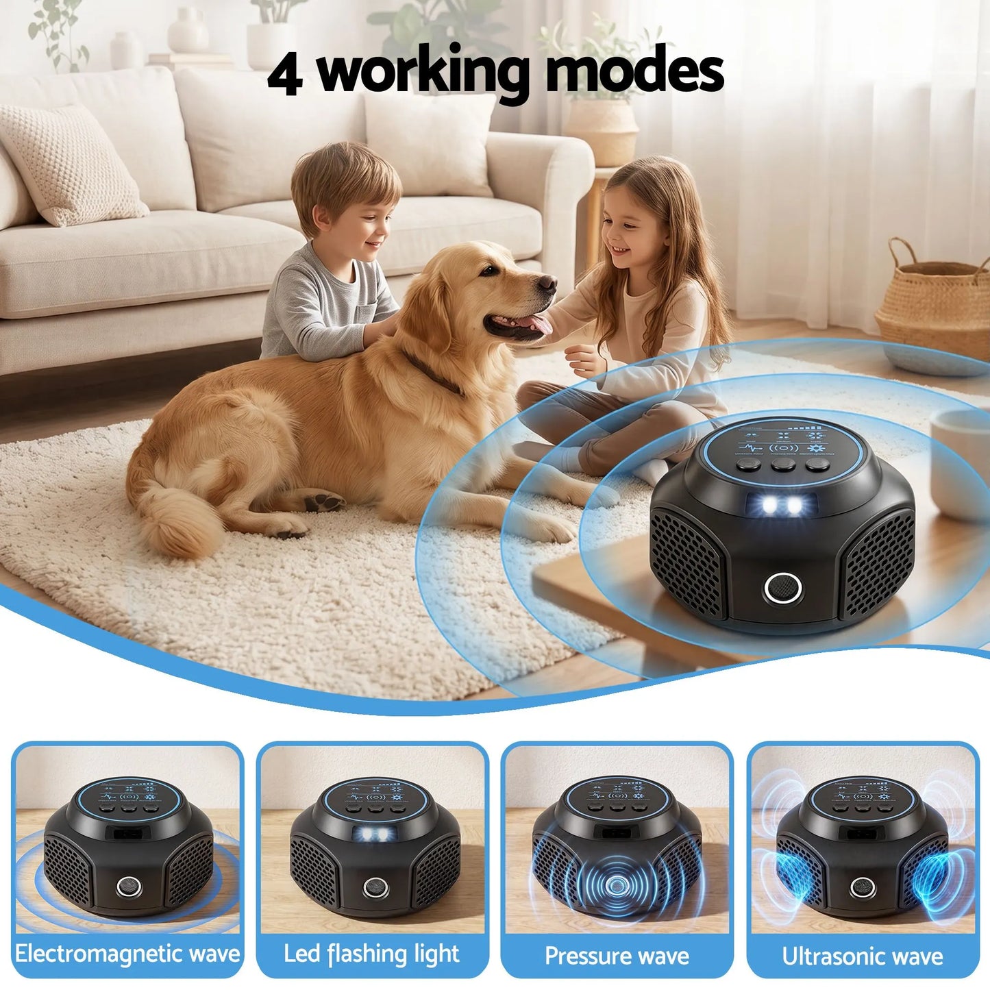 Gardeon Ultrasonic Rat Repeller 360 Degree 4 Modes Pest Repeller Black - Image 6