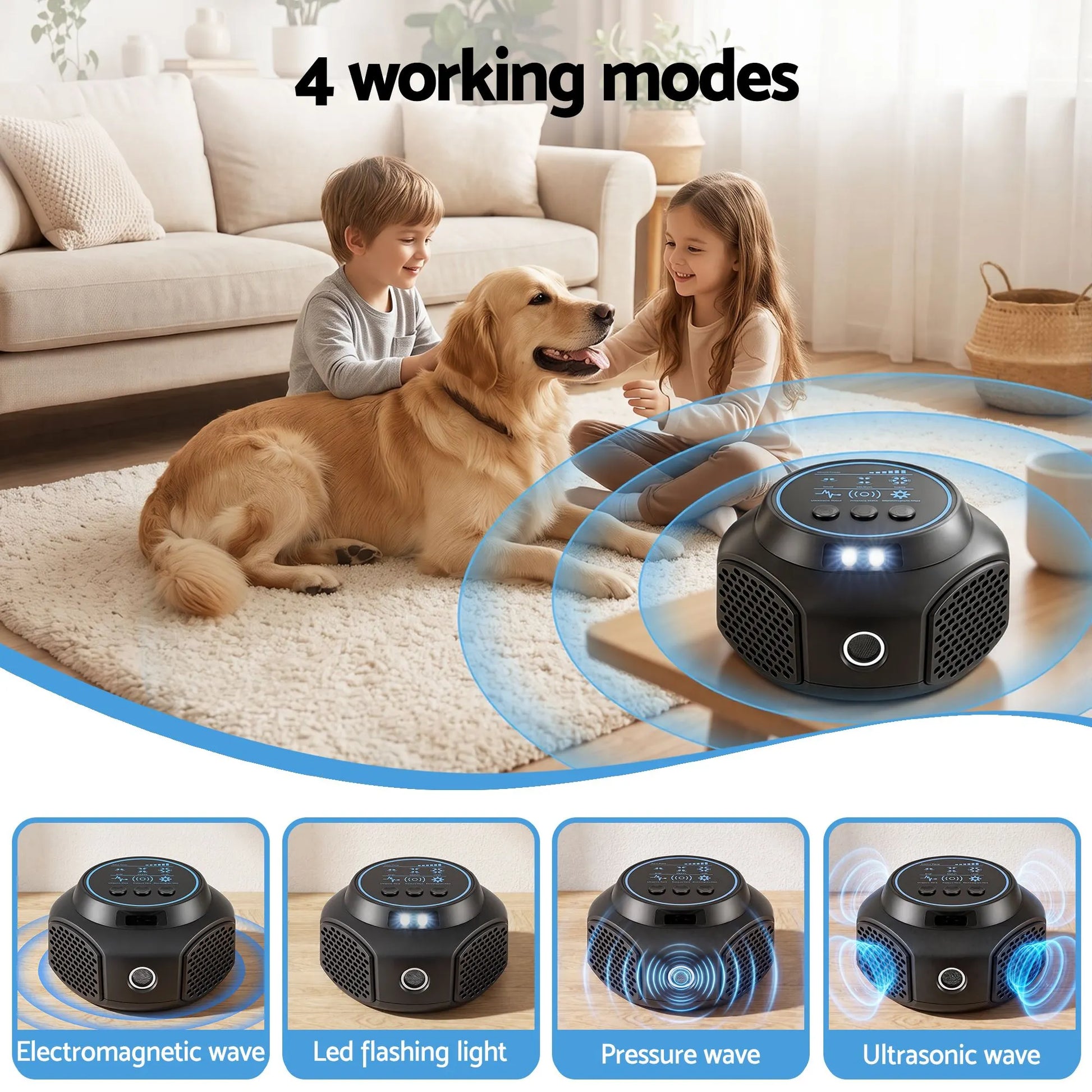 Gardeon Ultrasonic Rat Repeller 360 Degree 4 Modes Pest Repeller Black - Image 6