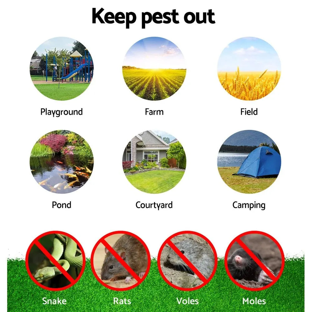 10X Solar LED Snake Repeller Multi Pulse Plus Ultrasonic Pest Rodent Repellent - Image 6