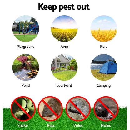 10X Solar LED Snake Repeller Multi Pulse Plus Ultrasonic Pest Rodent Repellent - Image 6