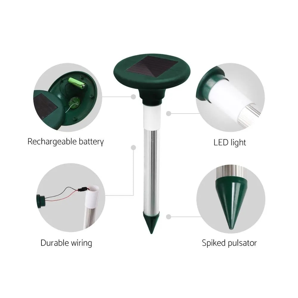 Gardeon Snake Repeller 8X Solar LED Pulse Plus Ultrasonic Pest Rodent Repellent - Image 5