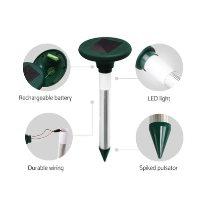 Gardeon Snake Repeller 8X Solar LED Pulse Plus Ultrasonic Pest Rodent Repellent - Image 5