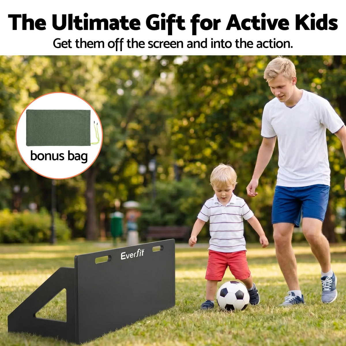 Everfit Soccer Rebounder Board 80cm x 30cm Football Rebound Wall with 2 Angles - Image 9