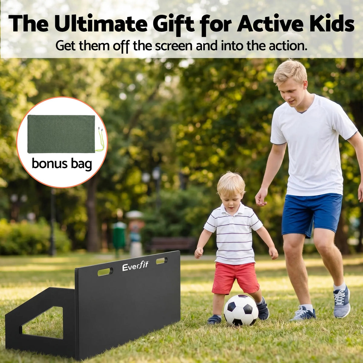 Everfit Soccer Rebounder Board 100x40cm Football Rebound Wall with 2 Angles - Image 9